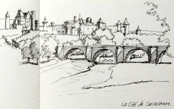 Carcasonne: old bridge and medieval city.